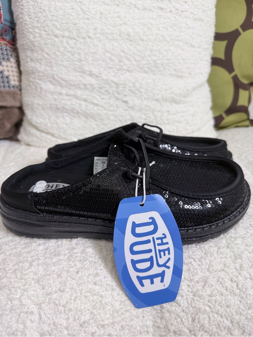 Hey Dude Kids Black Sequin Slip-On Clogs